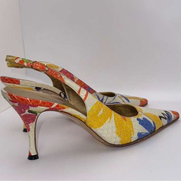 Dolce & Gabbana Snakeskin Multi Colored Slingback Heels - size 37 - Picture 6 of 11